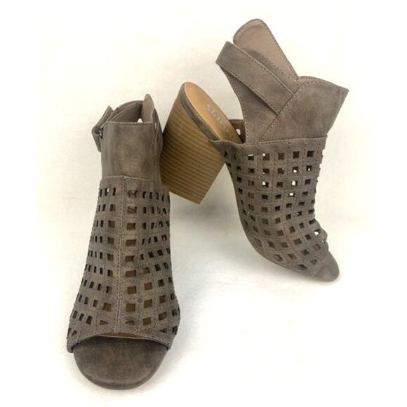 Women's Shimmer by EDL Mercedes Taupe Open-Toe Block Heel Size 9m - Picture 3 of 9